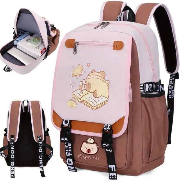 Other - Capybara Versatile Backpack Adjustable Strap Travel Computer Bag Unisex, Pink